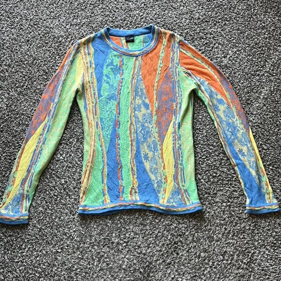 COOGI Tops - Zava Colorful Long Sleeve Top Womens Medium Boho Festival Coogi Retro Pullover